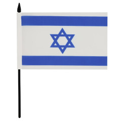 AZ FLAG - Drapeau De Table Israël 21x14 cm - Petit Drapeau Israélien De Bureau 100% Polyester Avec Hampe De 25cm Et Socle En Pla
