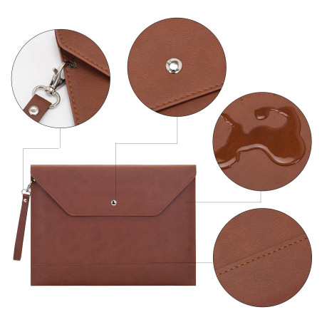 Wonderpool A4 Épaissi PU Cuir Enveloppe Cas Portfolio Dossier avec Poches Intérieures Pochette pour Document et Papeterie Fichie