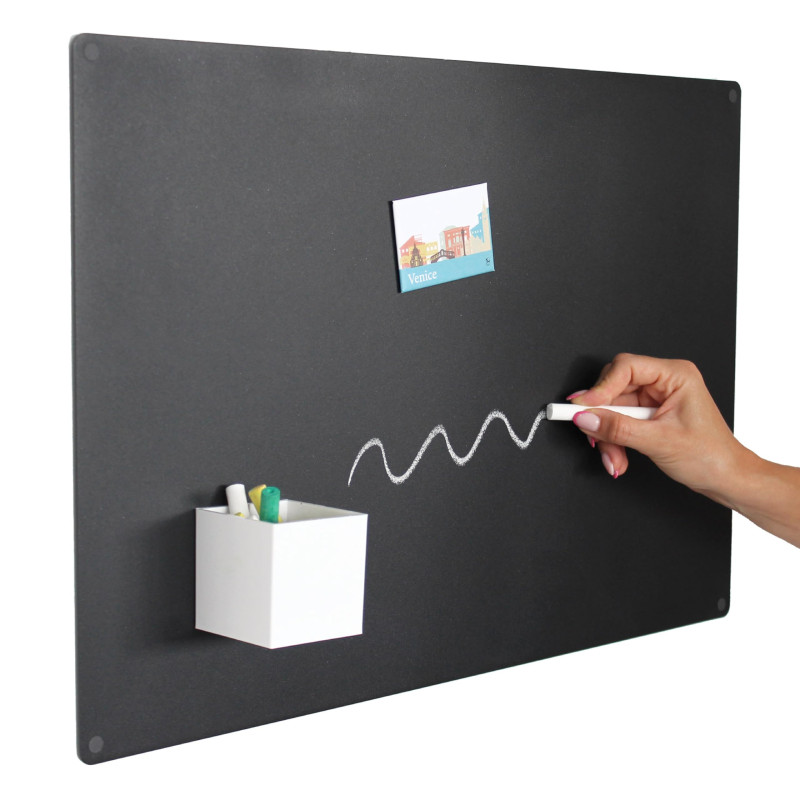 KalaMitica - Tableau Magnétique Mural en Acier, Écrivable à la Craie, Couleur Noir Anthracite, 56x38x0,12 cm KalaMitica - Tableau Magnétique Mural en Acier, Écrivable à la Craie, Couleur Noir Anthracite, 56x38x0,12 cm
