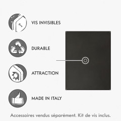 KalaMitica - Tableau Magnétique Mural en Acier, Écrivable à la Craie, Couleur Noir Anthracite, 56x38x0,12 cm