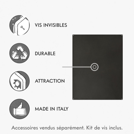KalaMitica - Tableau Magnétique Mural en Acier, Écrivable à la Craie, Couleur Noir Anthracite, 56x38x0,12 cm