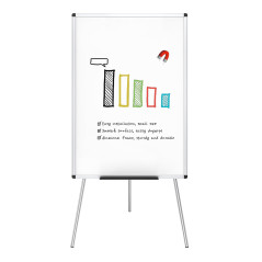 VIZ-PRO Chevalet de conférence - Tableau Blanc Effaçable & Magnétique - Réglable en hauteur & usage flexible, 90 x 60 cm