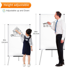 VIZ-PRO Chevalet de conférence - Tableau Blanc Effaçable & Magnétique - Réglable en hauteur & usage flexible, 90 x 60 cm