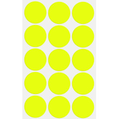 Royal Green Gommettes Étiquettes Autocollantes Rondes Jaune Fluo Environ 3 cm (30 mm) Paquet de 225