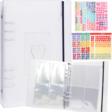 Kpop Pochettes de classeur à anneaux A5 pour cartes photo Kpop - Grand album photo transparent à 6 anneaux - Protège-cartes en p