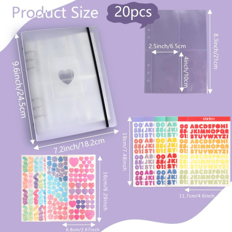Kpop Pochettes de classeur à anneaux A5 pour cartes photo Kpop - Grand album photo transparent à 6 anneaux - Protège-cartes en p