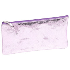 Clairefontaine 410102C - Trousse Scolaire Plate Miroir Rose motif Serpent 22x11 cm en Véritable Cuir d'Agneau - Fourniture Scola