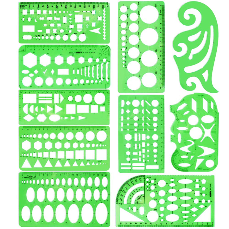 Modèles de Mesure en Plastique, 10 Pièces Modèle de Cercle Modèle Dessin Géométrique Modèles De Construction Création de Règles Modèles de Mesure en Plastique, 10 Pièces Modèle de Cercle Modèle Dessin Géométrique Modèles De Construction Création de Règles