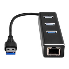 SilverStone SST-EP04 - Adaptateur réseau Ethernet Gigabit 3 ports USB 3.1 Gen 1 Type A/RJ45, aluminum