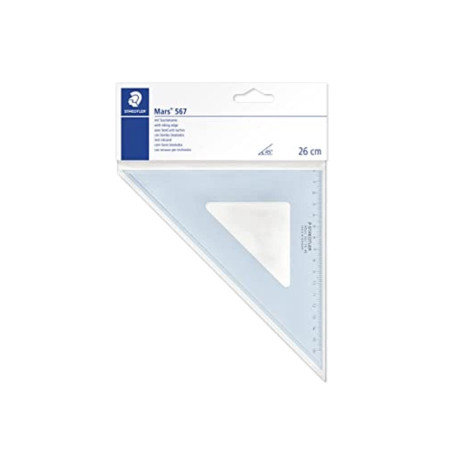 Mars 567 - Equerre Plastique Bleu Transparent 16 Cm 45°/45° Scolaire
