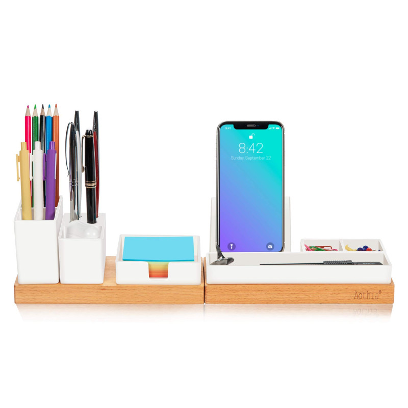 Aothia Organisateur de bureau réglable, support de téléphone, bac à papier autocollant pour maison/bureau(blanc) Aothia Organisateur de bureau réglable, support de téléphone, bac à papier autocollant pour maison/bureau(blanc)