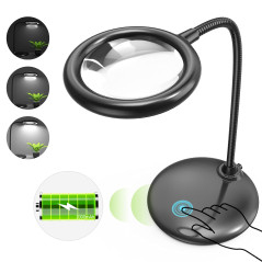 Raweao Lampe Loupe Rechargeable, 5X Loupe de Lecture sur Pied avec Lumiere, Loupe Grossissante LED Rechargeable pour Embroidery