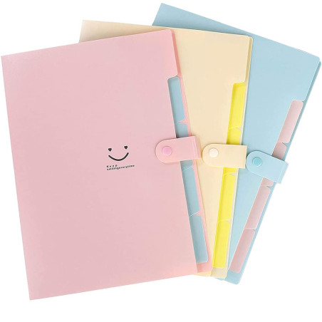 Trieur A4 Range Document - 3 Pièces Classeur Rangement avec 5 Compartiments en Format A4 Haute Capacité Document Porte Dossier B