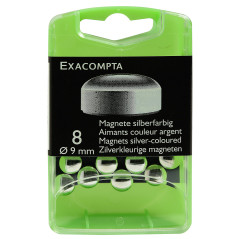 Exacompta - Réf. 10913E - Boîte de 8 aimants F9 - 9mm de diamètre - Argent