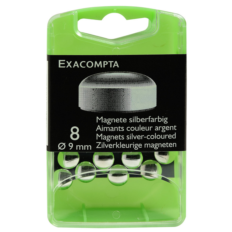Exacompta - Réf. 10913E - Boîte de 8 aimants F9 - 9mm de diamètre - Argent Exacompta - Réf. 10913E - Boîte de 8 aimants F9 - 9mm de diamètre - Argent