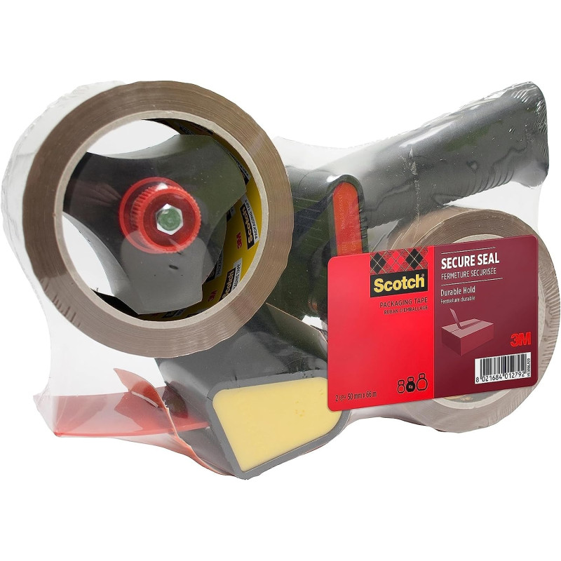 Scotch Dévidoir Pistolet + Ruban adhésif d’emballage pour Fermeture Sûre, Havane, 50 mm x 66 m, 1 Dévidoir + 2 Rouleaux/Paquet - Scotch Dévidoir Pistolet + Ruban adhésif d’emballage pour Fermeture Sûre, Havane, 50 mm x 66 m, 1 Dévidoir + 2 Rouleaux/Paquet -