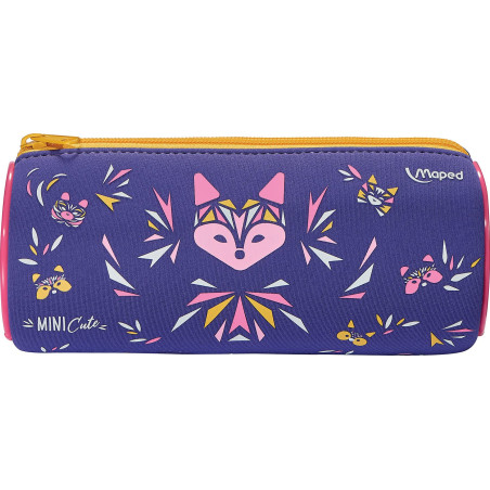 Maped - Trousse Ronde Mini Cute - Trousse Scolaire en Néoprène, Tissu Doux Anti-Déchirures - Trousse Violette 934803