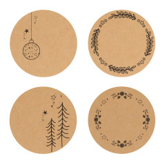 Nordstern Autocollants Noël rond en Papier Kraft – Etiquettes Joyeux Noël pour cadeaux, enveloppes et projets DIY – 48pcs