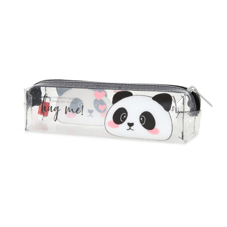 Legami - Étui à crayons, étui transparent, 19,5 x 5,5 cm, Panda, Hug Me, montre exactement ce qu'il contient, en TCU transparent