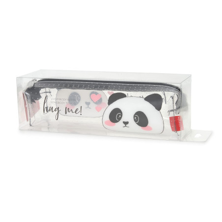 Legami - Étui à crayons, étui transparent, 19,5 x 5,5 cm, Panda, Hug Me, montre exactement ce qu'il contient, en TCU transparent