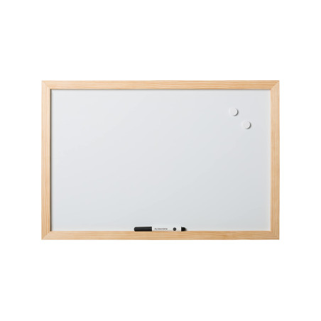 Bi-Office, Tableau blanc Magnétique Optimum, effaçable à sec, cadre en bois de pin, 60 x 45 cm