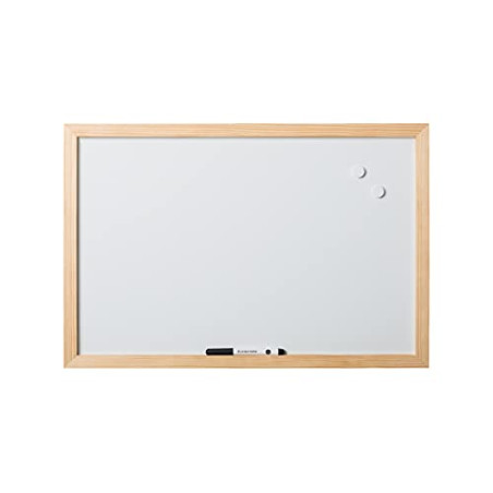 Bi-Office, Tableau blanc Magnétique Optimum, effaçable à sec, cadre en bois de pin, 60 x 45 cm