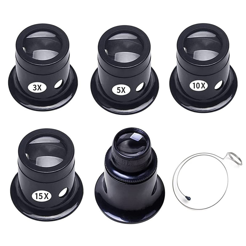 Btzthm 5 Pièces Loupes d'Horloger de Différentes Forces, Montre Horloge Réparation Loupe Kits, Ensemble de Loupes d'Horloger, 3X