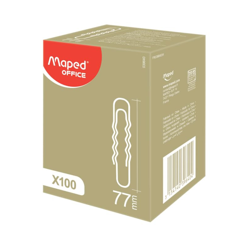 Maped Trombone ondulé en acier nickelé 77 mm Bte de 100
