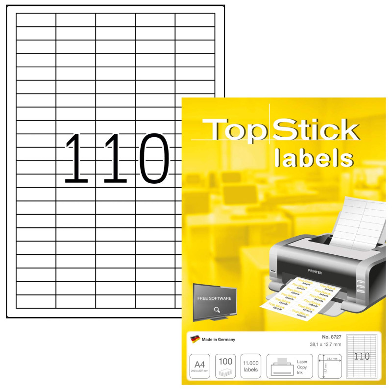 TopStick - Pochette de 11000 étiquettes autocollantes multi-usages (38,1 x 12,7 mm) Personnalisables et imprimables, Impression TopStick - Pochette de 11000 étiquettes autocollantes multi-usages (38,1 x 12,7 mm) Personnalisables et imprimables, Impression