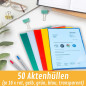 perfect line 50 pochette plastique A4 de classement, 5 couleurs, pochette plastique transparentes, grainées, indélébiles, Made i perfect line 50 pochette plastique A4 de classement, 5 couleurs, pochette plastique transparentes, grainées, indélébiles, Made i
