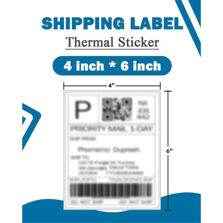 Phomemo 4"x 6" （104mm x 159mm）Étiquette d'expédition thermique directe，Compatible avec toutes les imprimantes d'étiquettes de bu