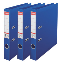 Esselte, N°1 Power, Pack de 3 Classeurs à levier, Bleu, Dos 50mm, A4, PP, 624278