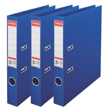 Esselte, N°1 Power, Pack de 3 Classeurs à levier, Bleu, Dos 50mm, A4, PP, 624278