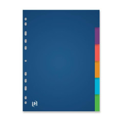 OXFORD Intercalaires Neutres A4XL 6 Positions Polypro Translucide Epaisseur 30/100ème Coloris Assortis