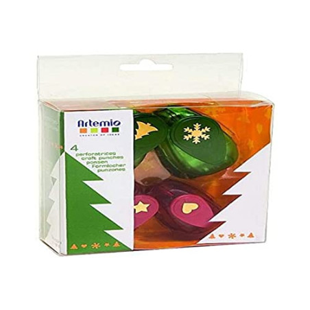 Artemio 10003002 Kit de 4 Perforatrices Noël Plastique Multicolore 11,2 x 4,59 x 14,7 cm