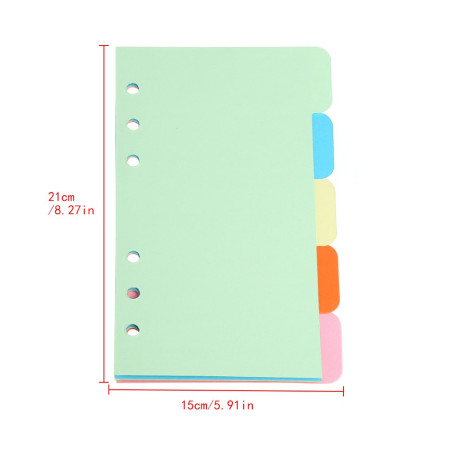 Yofo 5 pcs A5 A6 Intercalaires insérable page d'index Tab, cartes de couleur 6-holes à anneaux Classified Lables pour Filofax or