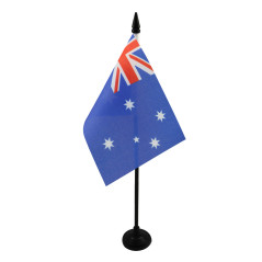 AZ FLAG - Drapeau De Table Australie - 15x10 cm - Mini Drapeau Australien De Bureau 100% Polyester Avec Hampe De 25cm Et Socle E
