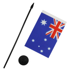 AZ FLAG - Drapeau De Table Australie - 15x10 cm - Mini Drapeau Australien De Bureau 100% Polyester Avec Hampe De 25cm Et Socle E