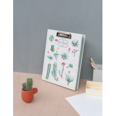 Grupo Erik - Porte Bloc A4 avec Pince Botanical - Support Feuille 21 x 29,7 cm, Classeur à Pince avec Rabat et Bloc-Notes Ligné,