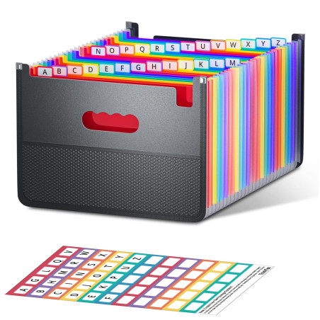 ThinkTex Trieur Document, 26 Poches Extensible, Vertical et Ouvert Sur le Dessus, Rangement Papier Administratif, Organiseur Por