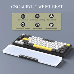 MAMBASNAKE Repose-poignet pour TKL 87 Keys Clavier, Wrist Rest, Premier Acrylique Transparent, Pieds Antidérapants, Ergonomique