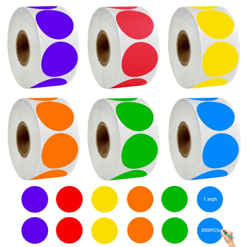 3000 Pièces Gommettes Rondes Couleur 25mm Gomettes Autocollantes Etiquettes Pastille Autocollante Rond pour Bureau Famille École 3000 Pièces Gommettes Rondes Couleur 25mm Gomettes Autocollantes Etiquettes Pastille Autocollante Rond pour Bureau Famille École