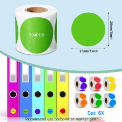 3000 Pièces Gommettes Rondes Couleur 25mm Gomettes Autocollantes Etiquettes Pastille Autocollante Rond pour Bureau Famille École