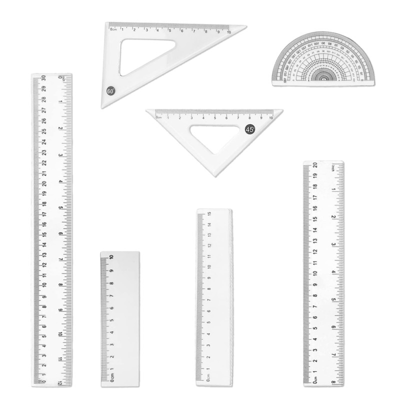 Règle BEIIEB 7 pièces - Ensemble de règles transparentes en plastique durables avec mesures impériales et métriques - 10 cm, 15 Règle BEIIEB 7 pièces - Ensemble de règles transparentes en plastique durables avec mesures impériales et métriques - 10 cm, 15