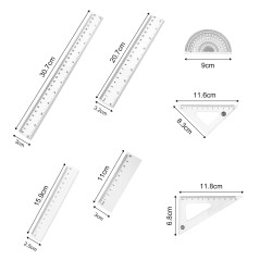 Règle BEIIEB 7 pièces - Ensemble de règles transparentes en plastique durables avec mesures impériales et métriques - 10 cm, 15