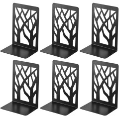 3 Paires Bookends, Serre-Livre en Métal pour Livres Cale Livre et CDs Anti-Dérapant pour Bureau, Ecole et Maison, Séparateurs de