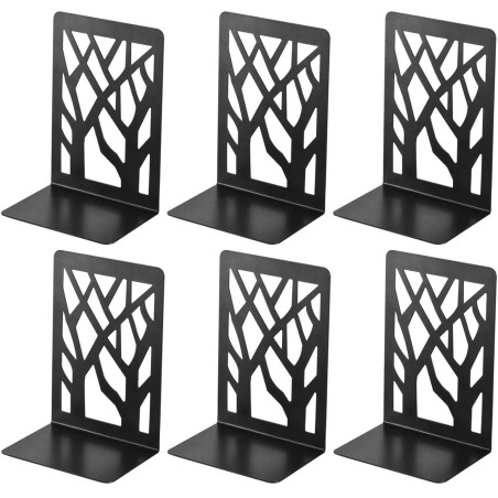 3 Paires Bookends, Serre-Livre en Métal pour Livres Cale Livre et CDs Anti-Dérapant pour Bureau, Ecole et Maison, Séparateurs de