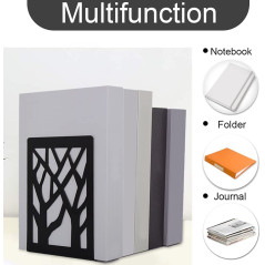 3 Paires Bookends, Serre-Livre en Métal pour Livres Cale Livre et CDs Anti-Dérapant pour Bureau, Ecole et Maison, Séparateurs de