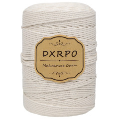 DXRPO Corde Macramé 3mm x 300m de 4-Ply Naturel Coton, pour Rideau Macramé, Bricolage Decoration Murale(Beige)