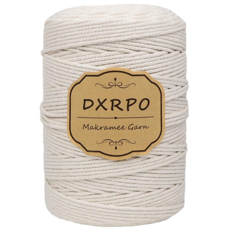 DXRPO Corde Macramé 3mm x 300m de 4-Ply Naturel Coton, pour Rideau Macramé, Bricolage Decoration Murale(Beige) DXRPO Corde Macramé 3mm x 300m de 4-Ply Naturel Coton, pour Rideau Macramé, Bricolage Decoration Murale(Beige)